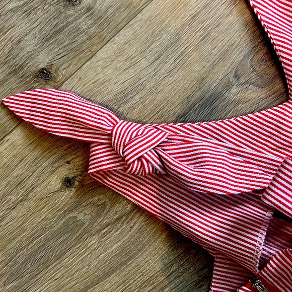 AFTER MARKET Red& White Stripe Peplum Top Size Medium - Picture 8 of 10